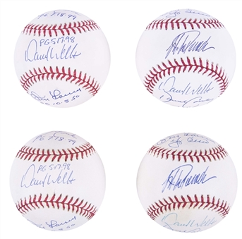 Lot of (4) New York Yankees Perfect Game & Battery Mates Multi-Signed Baseballs (Beckett PreCert)
